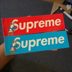 Red and blue smurf supreme stickers